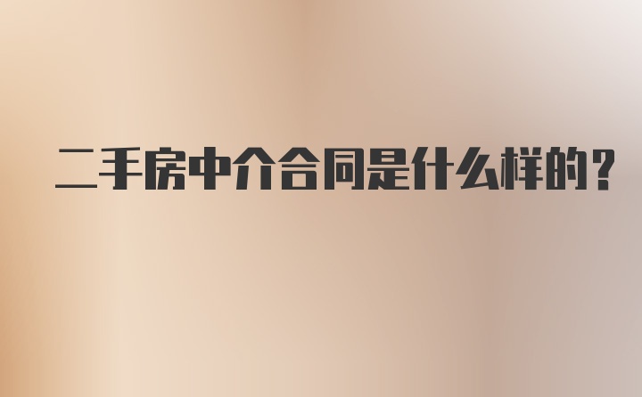 二手房中介合同是什么样的？