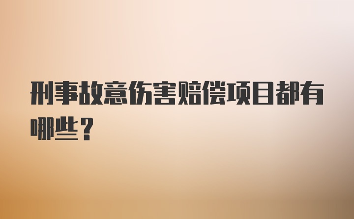 刑事故意伤害赔偿项目都有哪些？