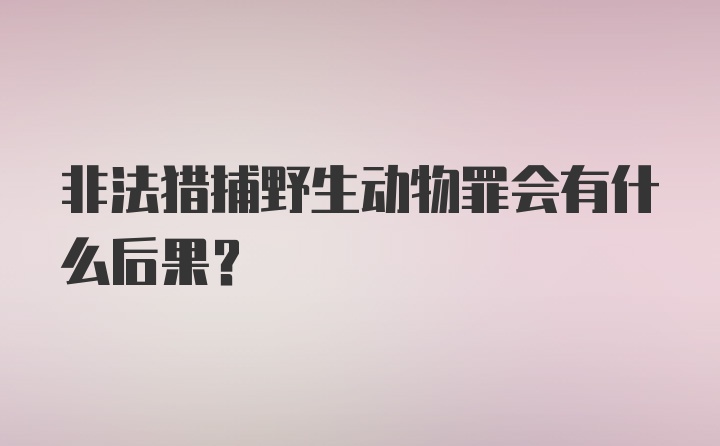 非法猎捕野生动物罪会有什么后果？