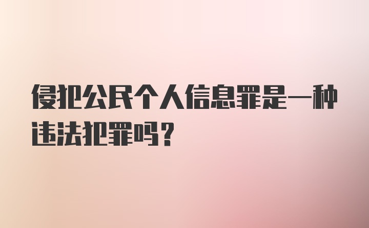 侵犯公民个人信息罪是一种违法犯罪吗？