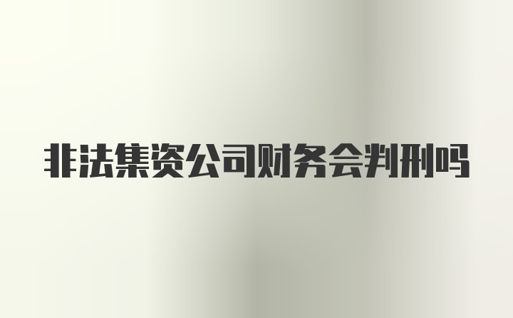 非法集资公司财务会判刑吗