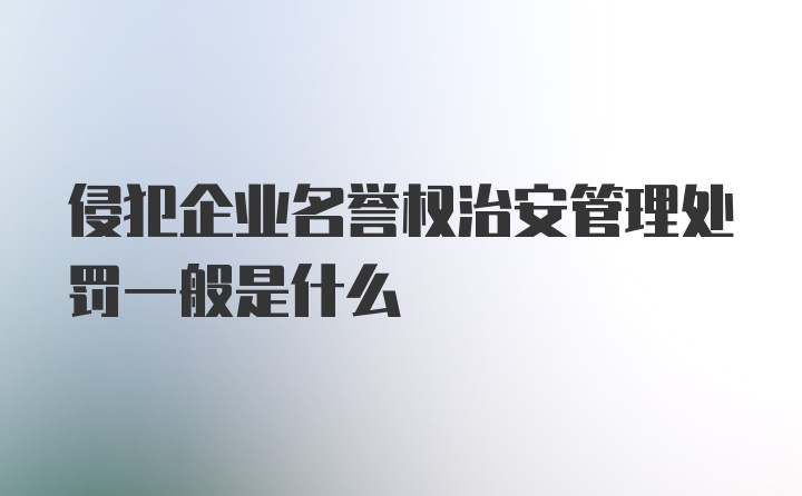 侵犯企业名誉权治安管理处罚一般是什么