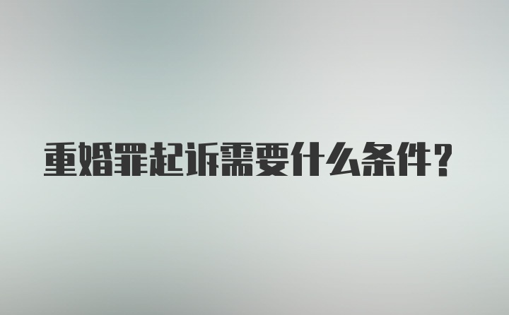 重婚罪起诉需要什么条件？