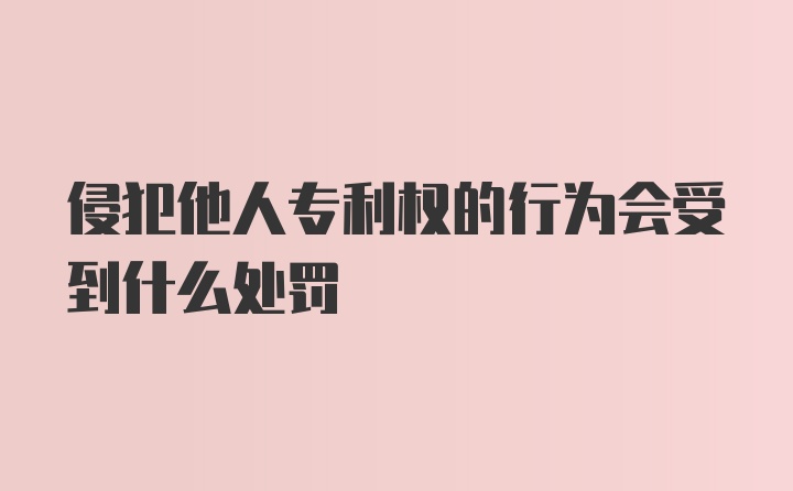 侵犯他人专利权的行为会受到什么处罚