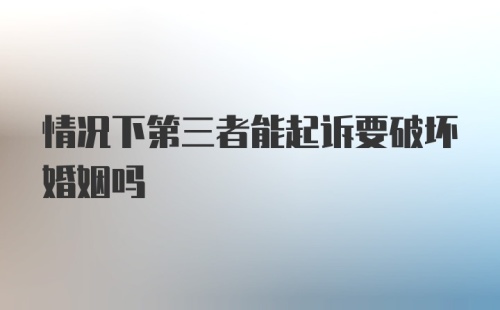 情况下第三者能起诉要破坏婚姻吗