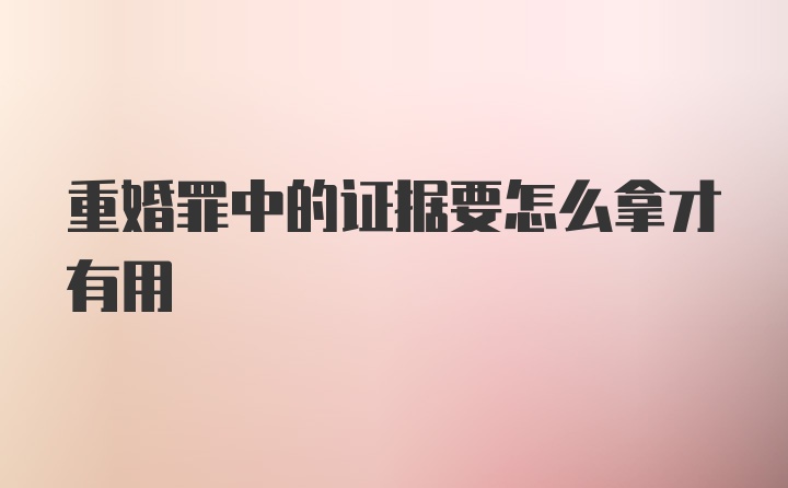 重婚罪中的证据要怎么拿才有用