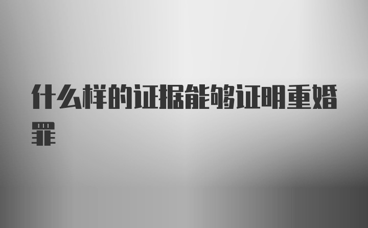 什么样的证据能够证明重婚罪