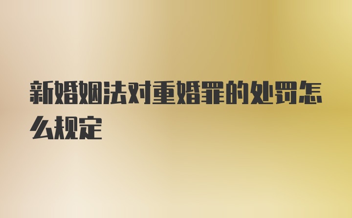新婚姻法对重婚罪的处罚怎么规定