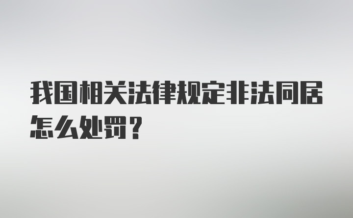 我国相关法律规定非法同居怎么处罚？