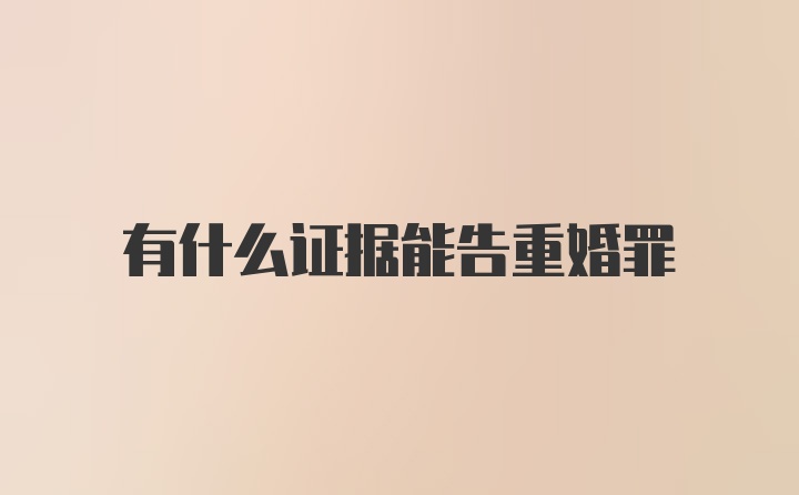 有什么证据能告重婚罪