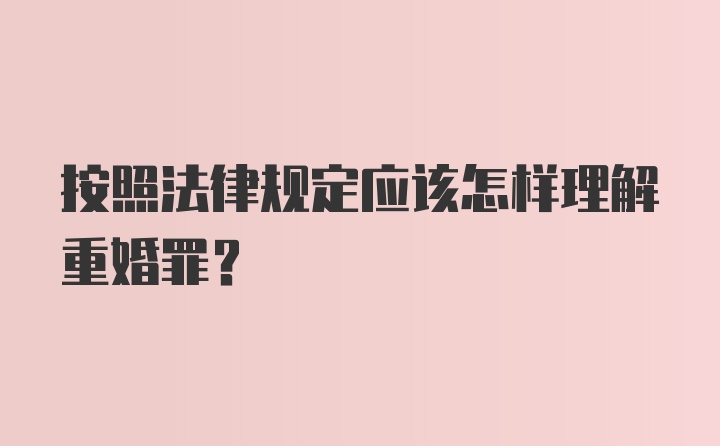 按照法律规定应该怎样理解重婚罪？