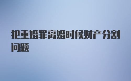 犯重婚罪离婚时候财产分割问题