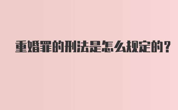 重婚罪的刑法是怎么规定的？