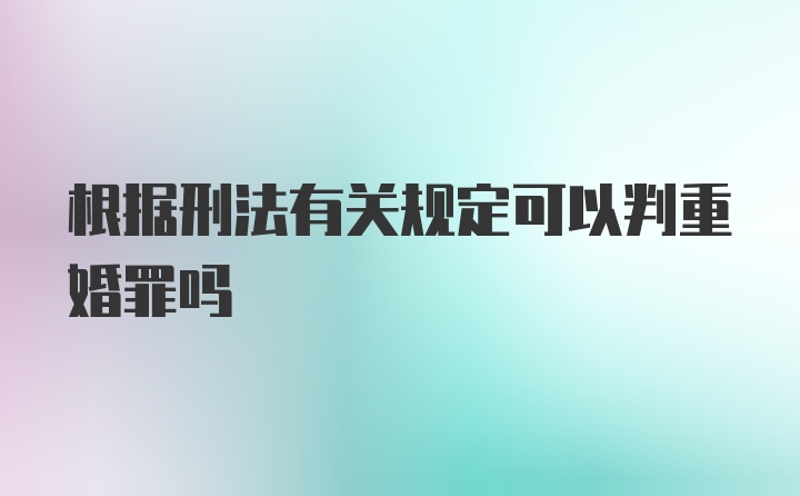 根据刑法有关规定可以判重婚罪吗