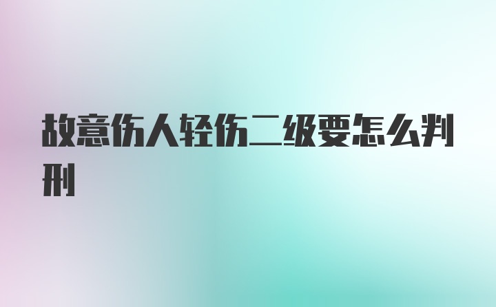 故意伤人轻伤二级要怎么判刑