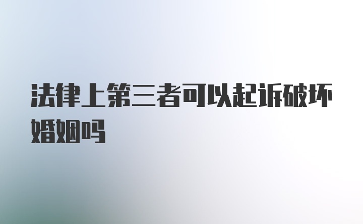 法律上第三者可以起诉破坏婚姻吗