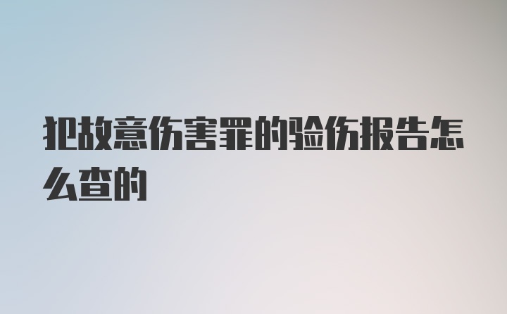 犯故意伤害罪的验伤报告怎么查的