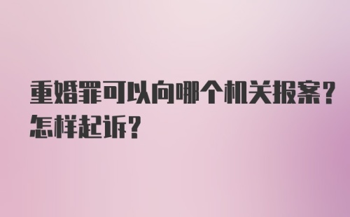 重婚罪可以向哪个机关报案？怎样起诉？