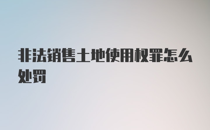 非法销售土地使用权罪怎么处罚