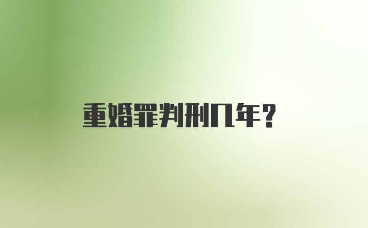 重婚罪判刑几年？