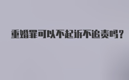 重婚罪可以不起诉不追责吗?