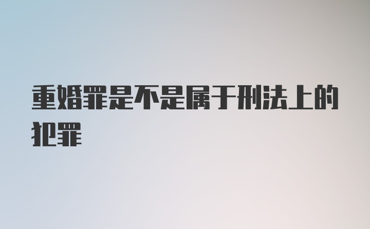 重婚罪是不是属于刑法上的犯罪