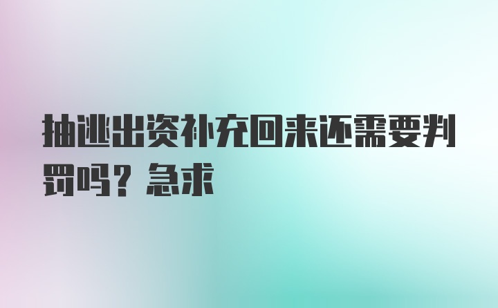 抽逃出资补充回来还需要判罚吗？急求