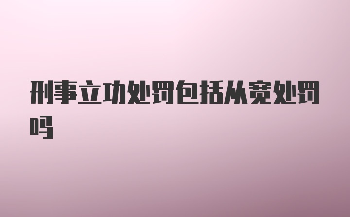 刑事立功处罚包括从宽处罚吗