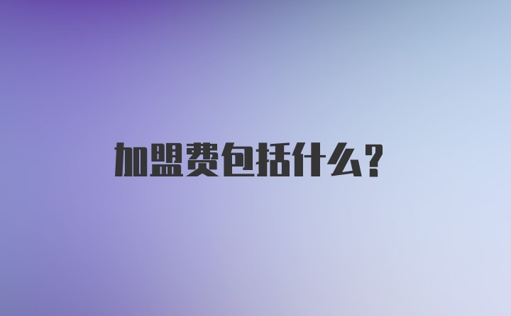 加盟费包括什么？