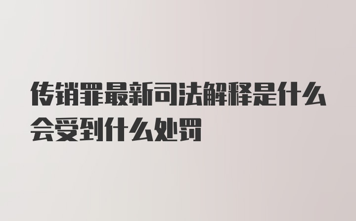 传销罪最新司法解释是什么会受到什么处罚