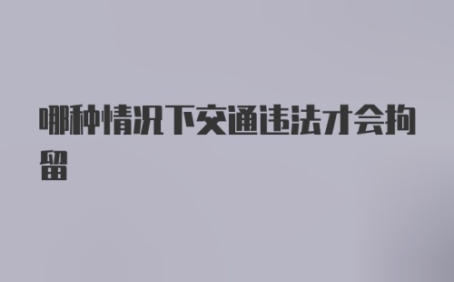 哪种情况下交通违法才会拘留