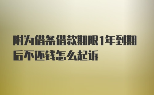 附为借条借款期限1年到期后不还钱怎么起诉