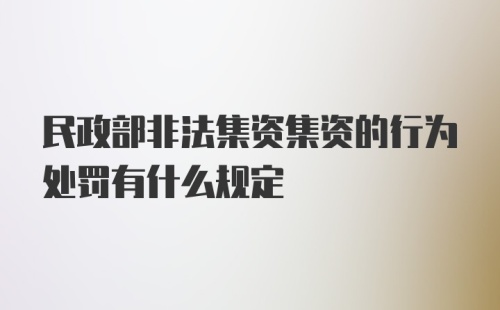 民政部非法集资集资的行为处罚有什么规定