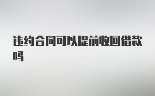 违约合同可以提前收回借款吗