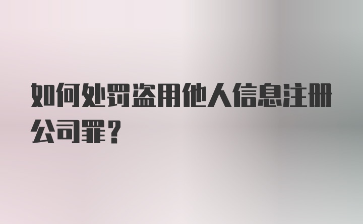 如何处罚盗用他人信息注册公司罪？