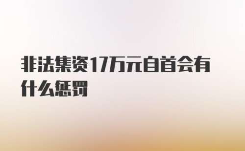 非法集资17万元自首会有什么惩罚