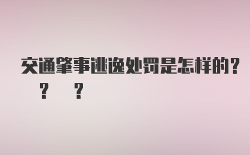 交通肇事逃逸处罚是怎样的? ? ?