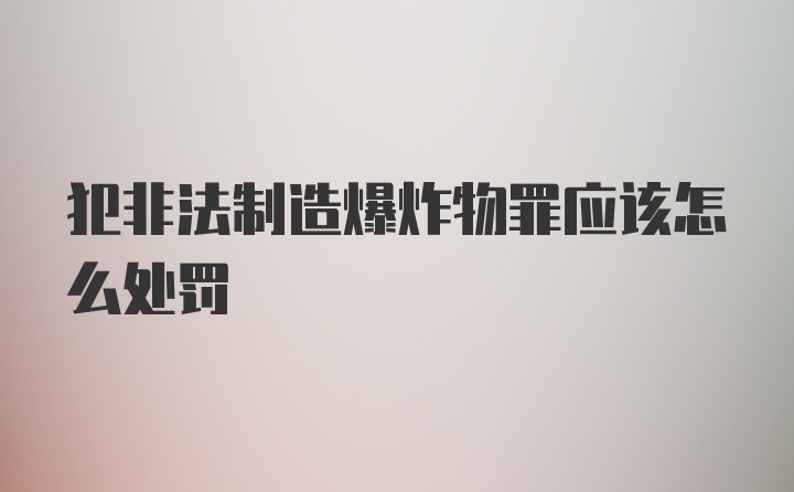 犯非法制造爆炸物罪应该怎么处罚