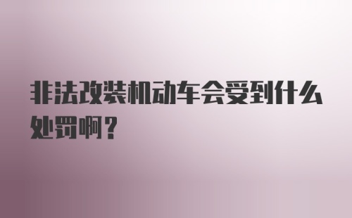 非法改装机动车会受到什么处罚啊？