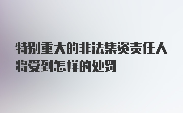 特别重大的非法集资责任人将受到怎样的处罚