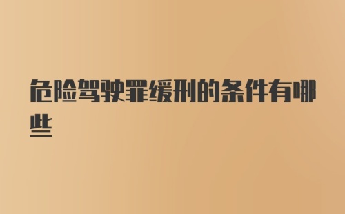 危险驾驶罪缓刑的条件有哪些