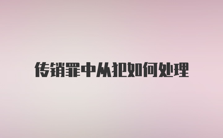 传销罪中从犯如何处理