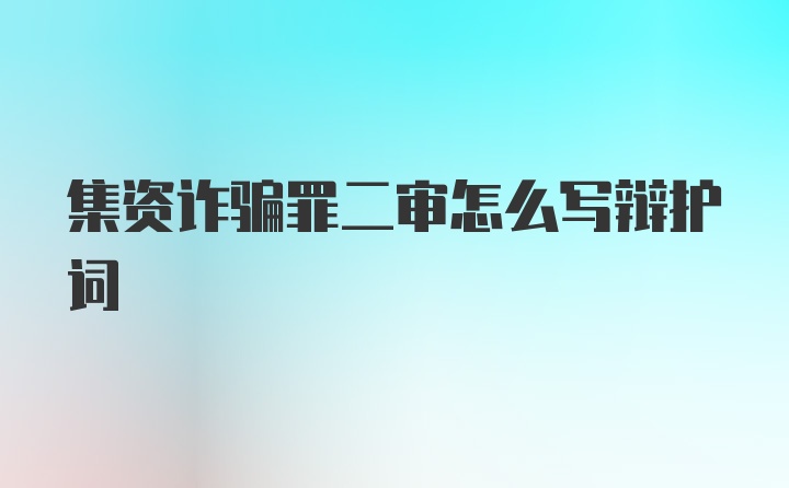 集资诈骗罪二审怎么写辩护词