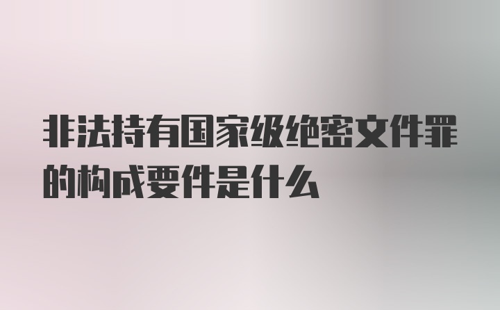 非法持有国家级绝密文件罪的构成要件是什么