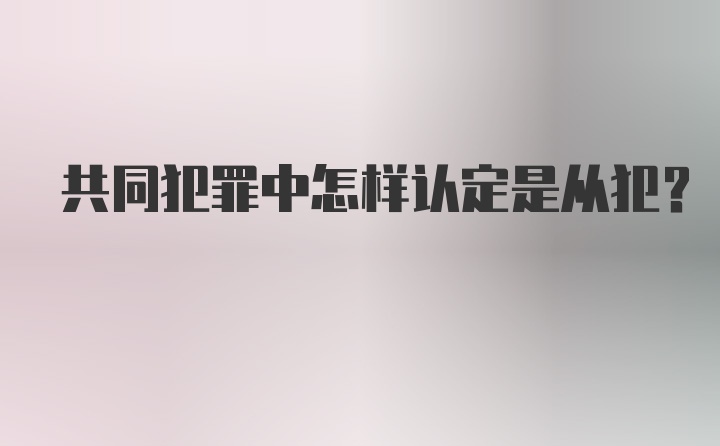 共同犯罪中怎样认定是从犯？