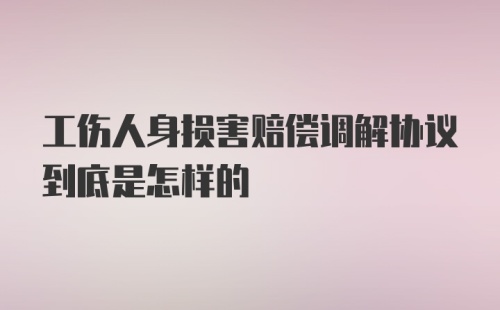 工伤人身损害赔偿调解协议到底是怎样的