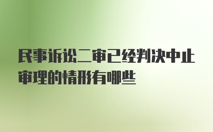 民事诉讼二审已经判决中止审理的情形有哪些