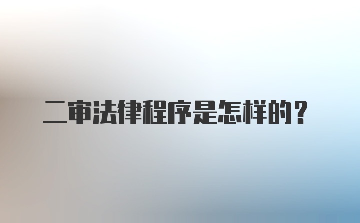 二审法律程序是怎样的？