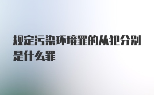 规定污染环境罪的从犯分别是什么罪