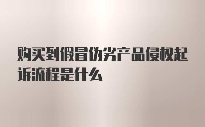 购买到假冒伪劣产品侵权起诉流程是什么